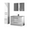 Set Mobili Bagno Bianco Lucido Specchio Incluso 2 Cassetti, 2 Ripiani - Ricadi