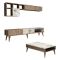 Set Mobili da Soggiorno Marrone Noce Bianco Marmo Modulabile 9 Ripiani, 2 Ante - Ollomont