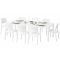 Set Salotto da Esterno Bianco 8 Posti Tavolo Tavolo Allungabile, Finitura Effetto Doghe Made in Italy - Masibanno