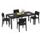 Set Salotto da Esterno Nero Antracite 4 Posti Tavolo Tavolo Allungabile, Finitura Effetto Doghe Made in Italy - Masisa