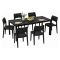 Set Salotto da Esterno Nero Antracite 6 Posti Tavolo Tavolo Allungabile, Finitura Effetto Doghe Made in Italy - Maseta