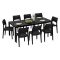 Set Salotto da Esterno Nero Antracite 8 Posti Tavolo Tavolo Allungabile, Finitura Effetto Doghe Made in Italy - Masiba