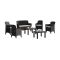 Set Salotto da Esterno Nero Antracite Nero Antracite 6 Posti 2 Tavolini, Impermeabile Idrorepellente Made in Italy - Curno