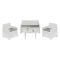 Set salotto giardino 4 posti e 1 tavolo effetto rattan bianco - Atrito