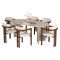 Set Tavolo e Sedie Beige Marmo Bianco 6 Posti Sedie Effetto Bouclè, Dimensione Seduta 54x54h76 cm - Nohanoso