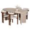 Set Tavolo e Sedie Beige Marmo Bianco 6 Posti Sedie Effetto Bouclè, Dimensione Seduta 54x54h76 cm - Noharoha