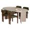 Set Tavolo e Sedie Beige Marmo Verde 6 Posti Sedie Effetto Bouclè, Dimensione Seduta 54x54h76 cm - Noharoha