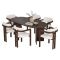 Set Tavolo e Sedie Marrone Bianco 6 Posti Sedie Effetto Bouclè, Dimensione Seduta 54x54h76 cm - Nohanoso