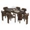 Set Tavolo e Sedie Marrone Noce 6 Posti Sedie Effetto Bouclè, Dimensione Tavolo 180x90h75 cm - Nohanoso