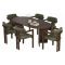Set Tavolo e Sedie Marrone Verde 6 Posti Sedie Effetto Bouclè, Dimensione Seduta 54x54h76 cm - Nohanoso