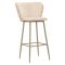Sgabello Bianco Crema Beige Imbottito set da 2 con Schienale 55x58x106h cm, Altezza Seduta 77 cm - Kalpa