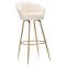 Sgabello Bianco Crema oro Imbottito Rivestimento in Velluto 55x53x110h cm, Altezza Seduta 85 cm - Tequis