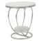 Tavolino da Salotto Argento Bianco Marmo Struttura a Cuore Forma Rotondo 40x40x46h cm, Colore Ripiano Bianco - Masaka