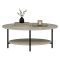 Tavolino da Salotto Beige Marmo Nero con Piedini un Vano 90x60x36h cm, Forma Ovale - Subiaco