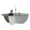 Tavolino da Salotto Bianco Forma Circolare Materiale Piano in Vetro 90x90x30h cm, Colore Ripiano Trasparente - Jolanda