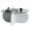 Tavolino da Salotto Bianco Forma Rotonda Materiale Piano in Vetro 75x75x35h cm, Colore Ripiano Trasparente - Nila