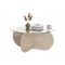 Tavolino da Salotto Bianco Marmo Forma Rotondo Materiale Piano in Vetro 75x75x35h cm, Colore Ripiano Trasparente - Cugnoli