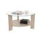 Tavolino da Salotto Bianco Marmo Forma Rotondo Materiale Piano in Vetro 75x75x40h cm, Colore Ripiano Trasparente - Canevino