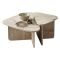 Tavolino da Salotto Bianco Marmo Modulabile Forma Triangolare 90x60x35h cm, Sfumatura Colore Ripiano Marmo - Saraceno