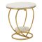 Tavolino da Salotto Bianco Marmo oro Struttura a Cuore Forma Rotondo 40x40x46h cm, Colore Ripiano Bianco - Masaka