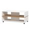 Tavolino da Salotto Bianco Marrone Rovere Nodi con Ruote 2 Vani 101x54.5x47.5h cm, Forma Rettangolare - Erice