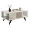 Tavolino da Salotto Bianco Nero con Piedini 3 Vani 90x60x40h cm, Forma Rettangolare - Dogliani