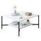 Tavolino da Salotto Bianco Nero Piedini Neri un Vano 80x80x40h cm, Forma Quadrata - Mia