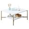 Tavolino da Salotto Bianco oro Piedini oro un Vano 80x80x40h cm, Forma Quadrata - Mia