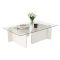 Tavolino da Salotto Bianco Portariviste Forma Rettangolare 105x65x30h cm, Materiale Piano in Vetro - Kallias