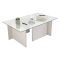 Tavolino da Salotto Bianco Portariviste Forma Rettangolare 105x65x40h cm, Materiale Piano in Vetro - Azriel