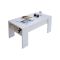 Tavolino da Salotto Bianco un Vano Piano Sollevabile 98x50x43h cm, Forma Rettangolare - Corallo