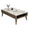 Tavolino da Salotto Marrone Noce Bianco Marmo Portariviste un Vano 105x60x35h cm, Forma Rettangolare - Atrani
