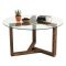 Tavolino da Salotto Marrone Noce Forma Rotonda Materiale Piano in Vetro 75x75x40h cm, Colore Ripiano Trasparente - Luigia