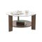 Tavolino da Salotto Marrone Noce Forma Rotondo Materiale Piano in Vetro 75x75x40h cm, Colore Ripiano Trasparente - Canevino