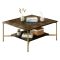 Tavolino da Salotto Marrone Noce oro Piedini oro un Vano 80x80x40h cm, Forma Quadrata - Mia