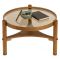 Tavolino da Salotto Marrone Noce un Vano Piano in Vetro Temperato 100x100x46h cm, Forma Rotondo - Canterano