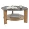 Tavolino da Salotto Marrone Rovere Forma Rotondo Colore Ripiano Trasparente 75x75x40h cm, Sfumatura Colore Struttura Rovere - Canevino