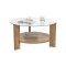 Tavolino da Salotto Marrone Rovere Forma Rotondo Materiale Piano in Vetro 75x75x40h cm, Colore Ripiano Trasparente - Canevino