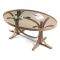 Tavolino da Salotto Marrone Rovere Piano in Vetro Temperato Forma Ovale 112x78x47h cm, Materiale Struttura in Vetro - Sommo