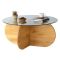 Tavolino da Salotto Marrone Rovere Portariviste Forma Rotonda 75x75x35h cm, Materiale Struttura in Vetro - Bagolino