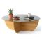 Tavolino da Salotto Marrone Rovere Portariviste Forma Rotonda 90x90x30h cm, Materiale Struttura in Vetro - Jolanda