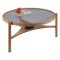 Tavolino da Salotto Marrone Rovere un Vano Piano in Vetro Temperato 100x100x46h cm, Forma Rotondo - Canterano