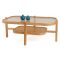 Tavolino da Salotto Marrone Rovere un Vano Piano in Vetro Temperato 110x70x48h cm, Forma Rettangolare - Sorbolo