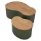 Tavolino da Salotto Marrone Rovere Verde set da 2 Colore Ripiano Marrone 37x58x92h cm, Materiale Struttura in Metallo - Kashan