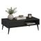 Tavolino da Salotto Nero 2 Cassetti con Piedini Effetto Rigato 102x67x35h cm, un Vano - Lipa