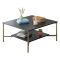 Tavolino da Salotto Nero Antracite oro Piedini oro un Vano 80x80x40h cm, Forma Quadrata - Mia