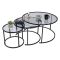 Tavolino da Salotto Nero Forma Circolare Materiale Piano in Vetro 80x80x43h cm, Colore Ripiano Trasparente - Rowan