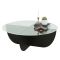 Tavolino da Salotto Nero Forma Rotonda Materiale Piano in Vetro 90x90x30h cm, Colore Ripiano Trasparente - Jolanda