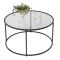 Tavolino da Salotto Nero Forma Rotondo Materiale Piano in Vetro 80x80x43h cm, Colore Ripiano Trasparente - Moena