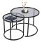Tavolino da Salotto Nero Grigio set di 2 Tavolini Forma Rotondo 60x60x43h cm, Colore Struttura Grigio - Xaden